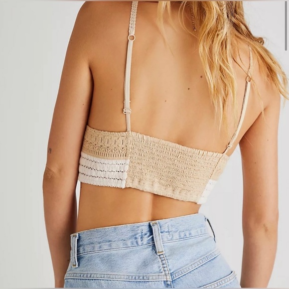 NWT Free People Another Weekend crochet longline bralette in soft pink combo - Picture 4 of 10